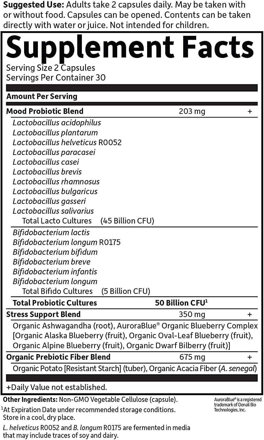 Garden of Life Dr. Formulated Probiotics Mood+ Acidophilus Probiotic Supplement - Promotes Relaxation and Digestive Balance - Ashwagandha for Stress Management - Non GMO, Gluten Free - 60 Veggie Caps : Health & Household