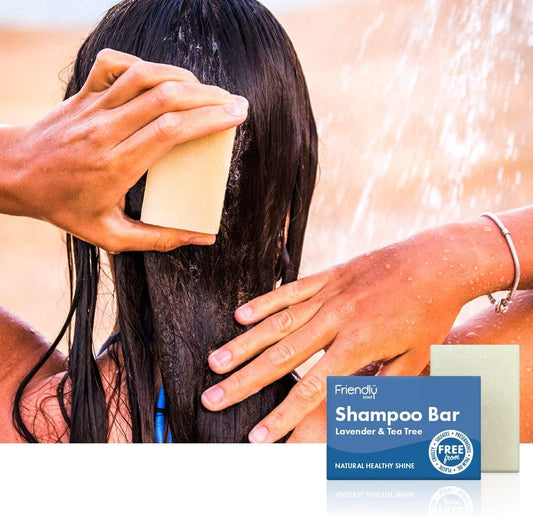 Friendly Soap Handmade Natural Lavender & Tea Tree Shampoo Bar - Antibacterial, Rich, Nourishing 95G