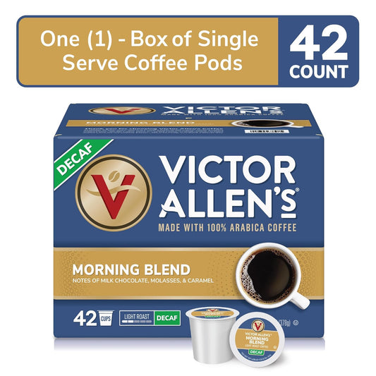 Victor Allen'S Coffee Decaf Morning Blend, Light Roast, 42 Count, Single Serve Coffee Pods For Keurig K-Cup Brewers