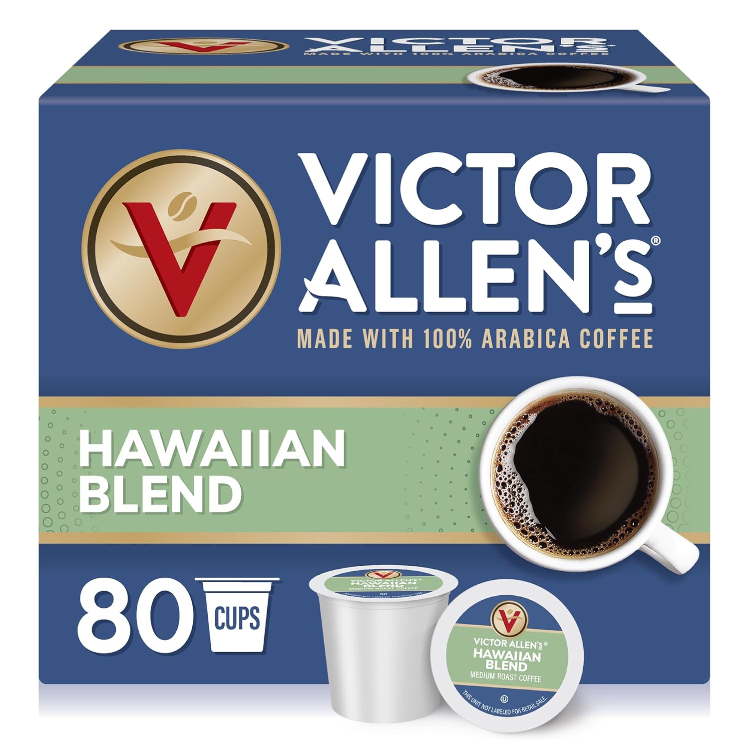 Victor Allen'S Coffee Hawaiian Blend, Medium Roast, 80 Count, Single Serve Coffee Pods For Keurig K-Cup Brewers (Formerly Kona Blend)