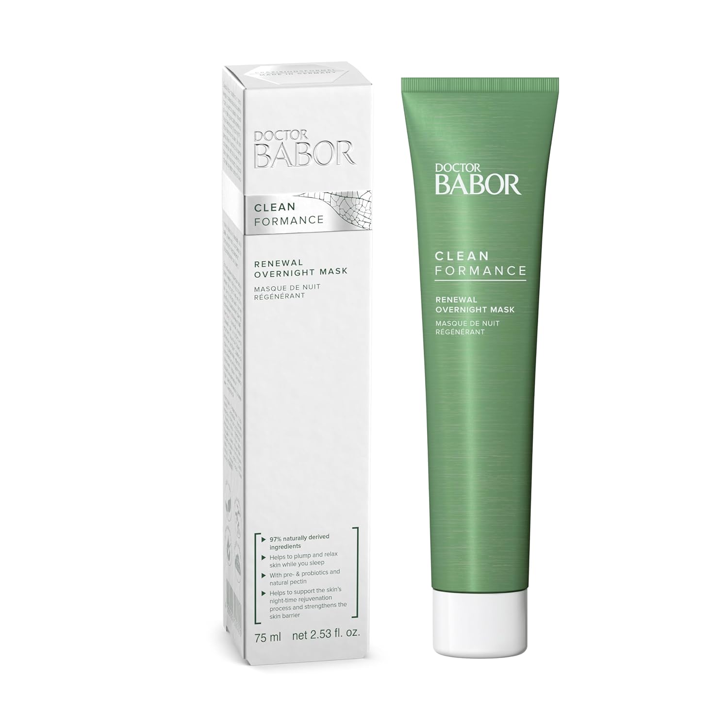 Babor Cleanformance Renewal Overnight Mask, Rejuvenate And Replenish Moisture And Skin Barrier During Sleep, Balanced Hydrated Skin Infused With Hyaluronic Acid, Prebiotics And Probiotics, 2.53 Oz