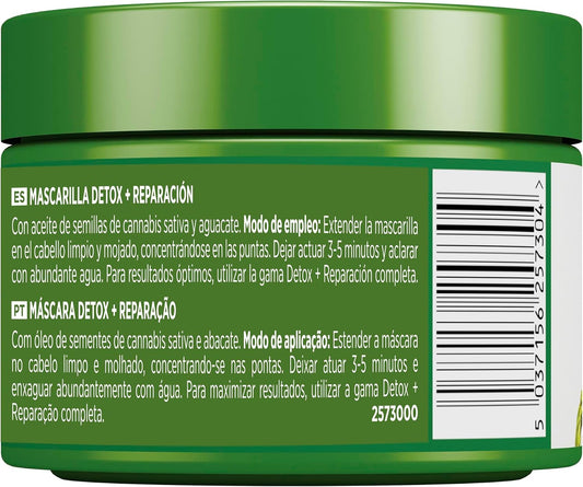 John Frieda Detox & Repair Masque 250 Ml, Intensive Deep Conditioner For Dry, Stressed And Damaged Hair, Nourishing Hair Mask With Cannabis Sativa Seed Oil And Avocado