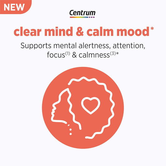 Centrum Clear Mind And Calm Mood Menopause Support Tablets, With Clinically Studied Enxtra, 30 Count