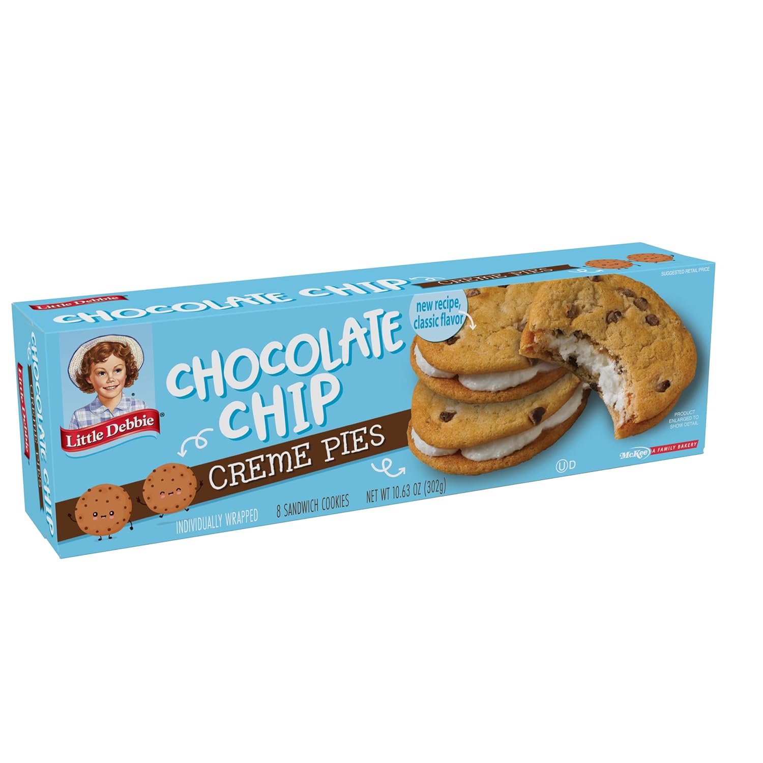 Little Debbie Chocolate Chip Creme Pies, 64 Individually Wrapped Sandwich Cookies (8 Boxes) : Grocery & Gourmet Food