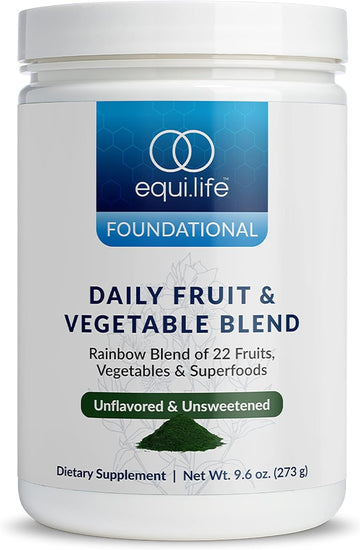 Equilife Daily Fruit & Vegetable Blend, Superfood Antioxidant Supplement With 22 Organic Fruits & Vegetables, Unflavored, Vitamin C, Fiber, 9 Essential Amino Acids, Supports Energy, 30 Servings Tub