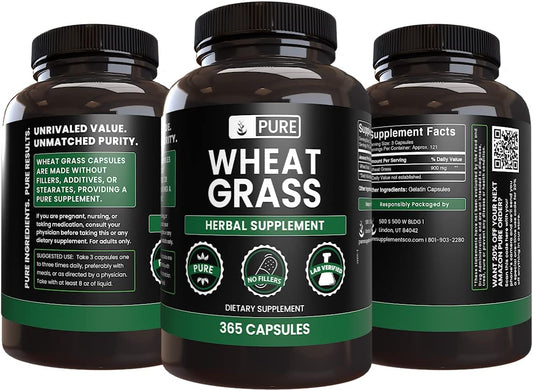 Pure Original Ingredients Wheat Grass (365 Capsules) No Magnesium Or Rice Fillers, Always Pure, Lab Verified