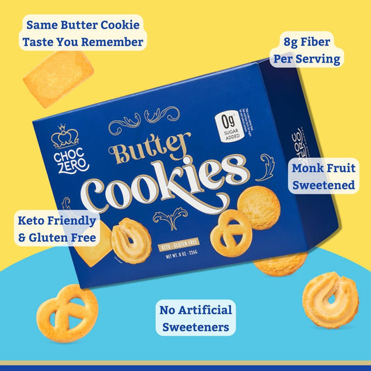 Choczero Keto Butter Cookies - Sugar Free Danish Shortbread - Gluten Free, Low Carb, 8 Ounce (Pack Of 1)