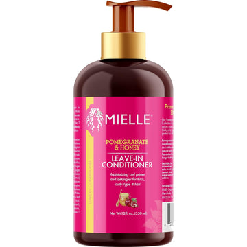 Mielle Organics Pomegranate & Honey Leave-In Conditioner, Moisturizing Curl Primer And Detangler, Repair Damage And Prevent Frizz, Treatment For Thick Curly Hair Type 4 Hair, 12-Fluid Ounces