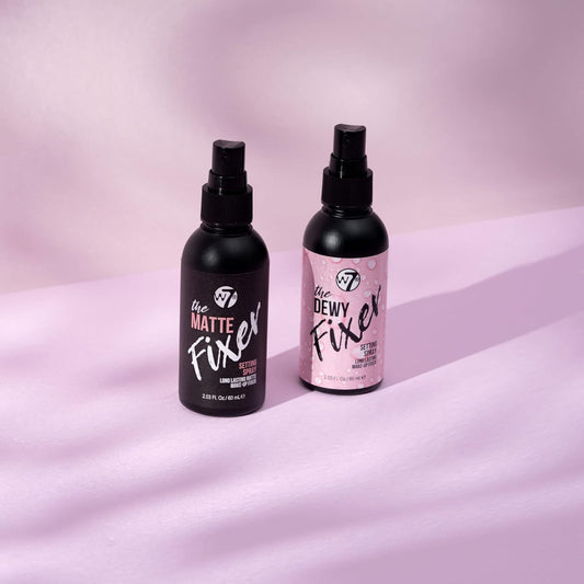 W7 The Fixer Duo - Makeup Setting Spray 2Pcs Set - Dewy & Matte Finishes For Fixing Professional Makeup