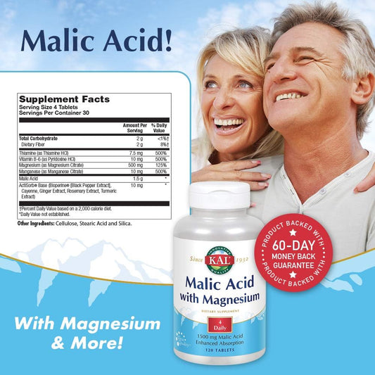 Kal Malic Acid With Magnesium Tablets, 120 Count