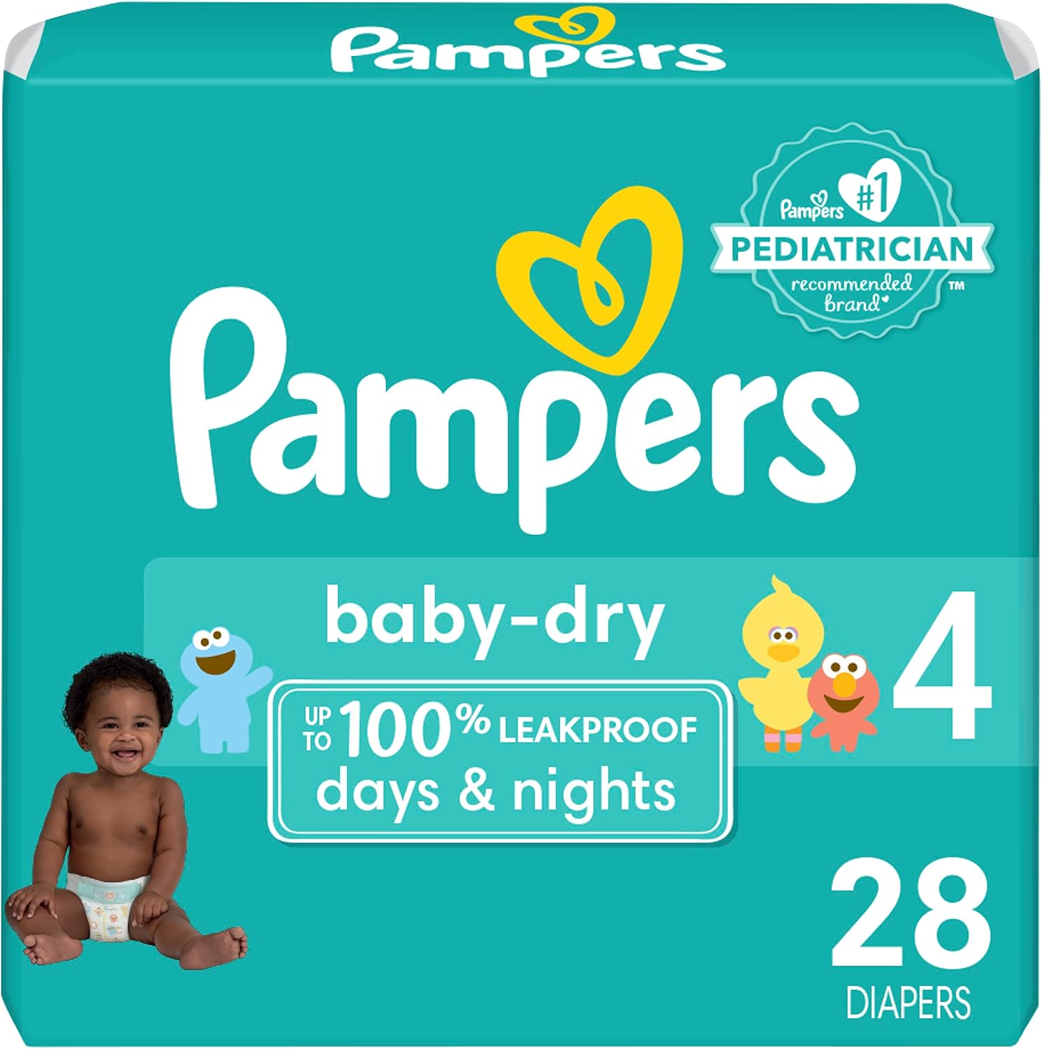 Pampers Baby Dry Diapers - Size 4, 28 Count, Absorbent Disposable Diapers