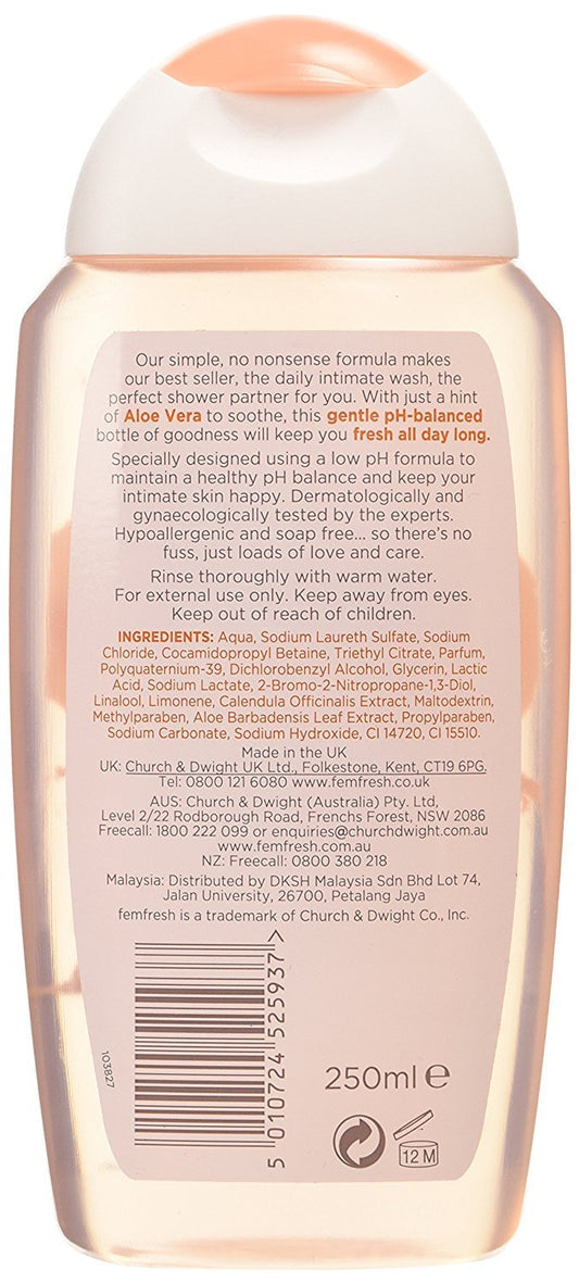 Femfresh - Daily Intimate Wash - With Soothing Aloe Vera - Ph-Balanced - 250Ml