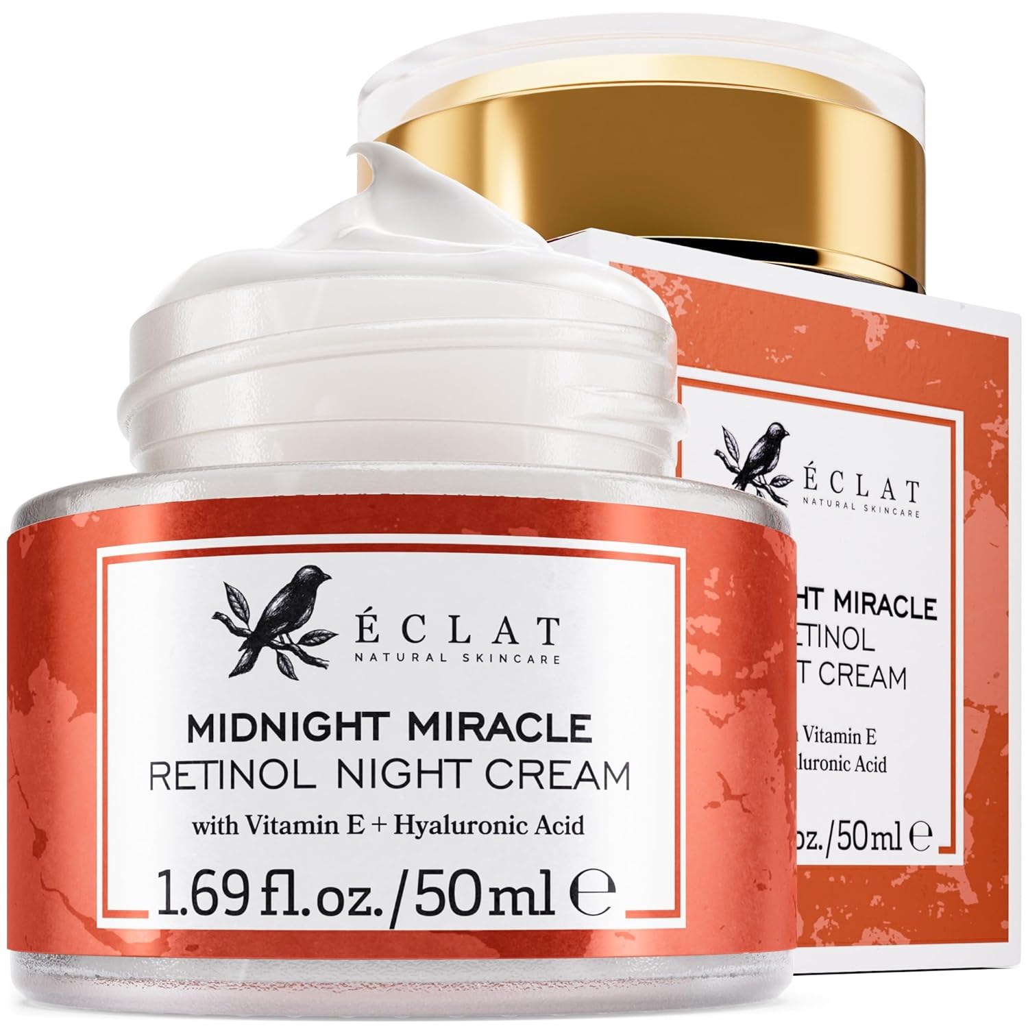 Eclat Skincare Retinol Night Cream – 2.5% Retinol & Hyaluronic Acid Face Moisturizer For Wrinkles, Fine Lines & Hydration – Firming Anti Aging Cream For Smooth, Radiant Skin 1.7 Fl Oz