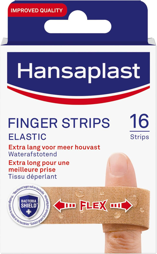 Hansaplast Bandage, Finger Strips 16 Strips, Extra Long, Textile, Elastic, Sterile, One Size, 0.02 Grams