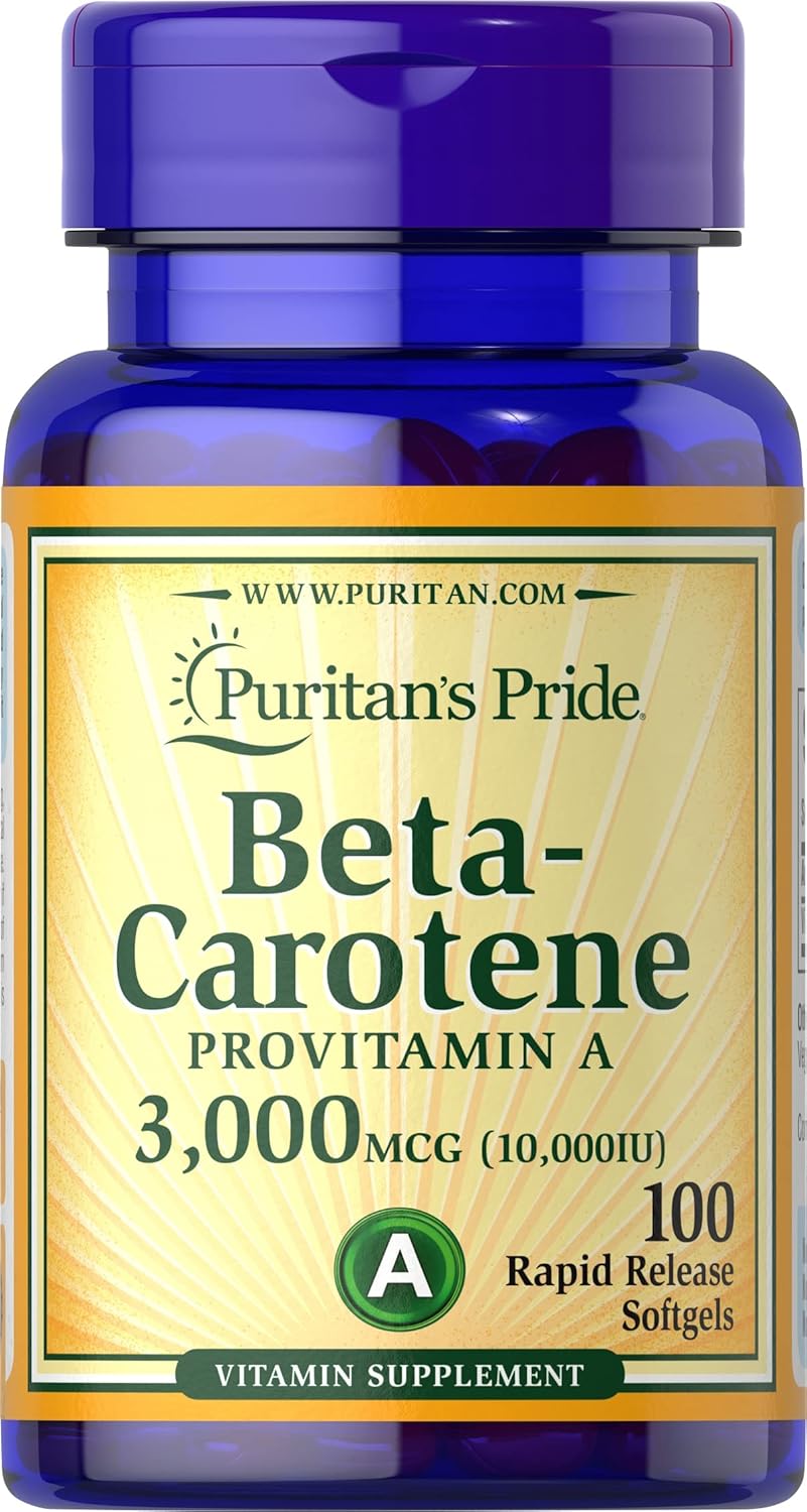 Puritan'S Pride Beta-Carotene 10,000 Iu Softgels, 100 Count