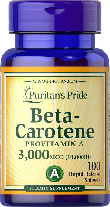 Puritan'S Pride Beta-Carotene 10,000 Iu Softgels, 100 Count