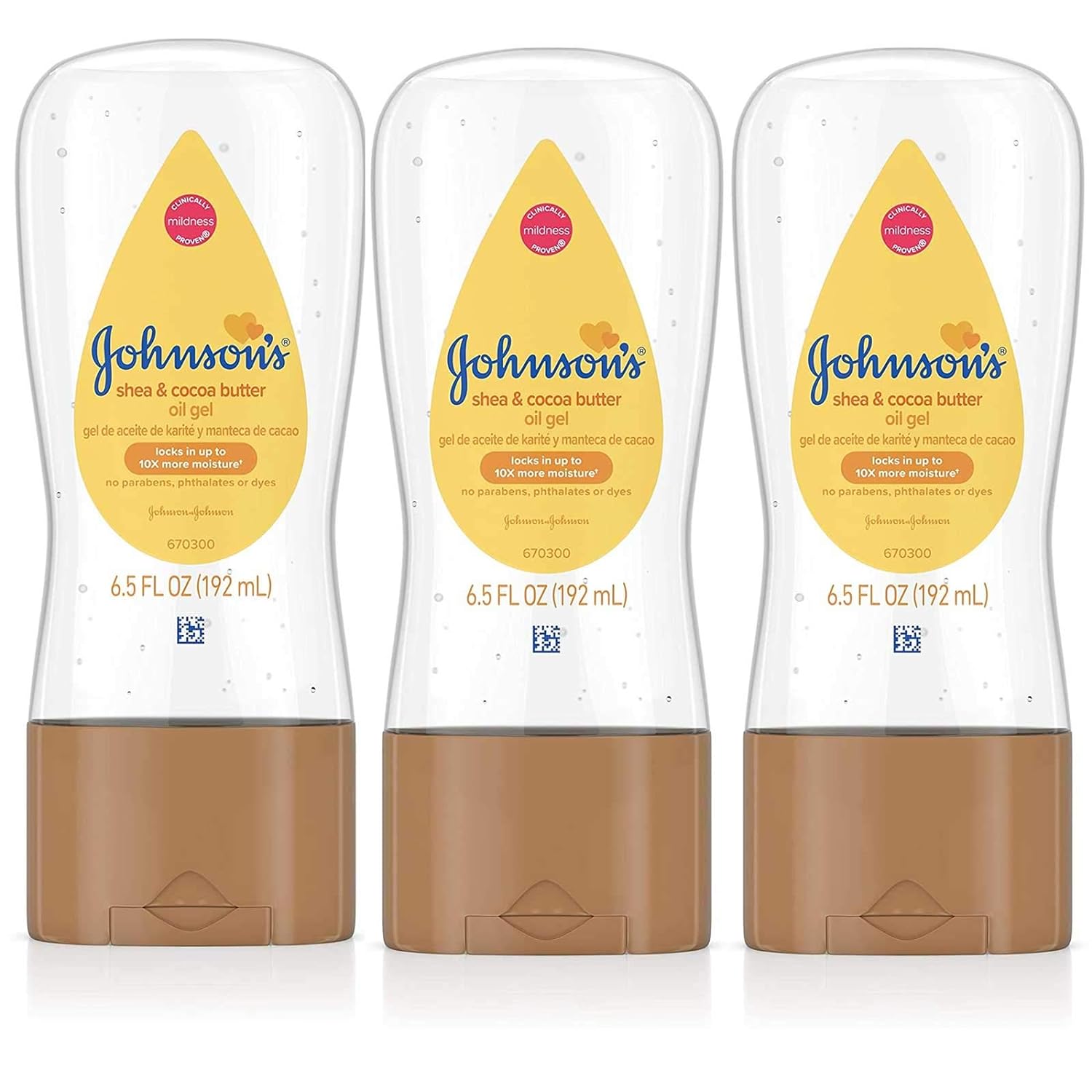 Johnsons Baby Oil Gel Shea & Cocoa Butter 6.5 Ounce (192ml) (3 Pack)