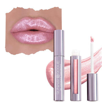Runway Rogue Luxgloss Lip Gloss, High-Pigment Shimmery Rose-Gold Lip Gloss, ‘Fashion Week’