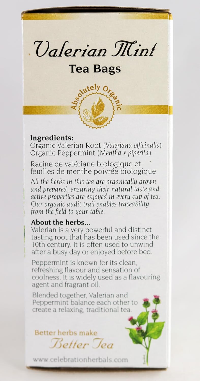 Celebration Herbals Organic Valerian Mint Tea, 24 Ct : Herbal Teas : Grocery & Gourmet Food