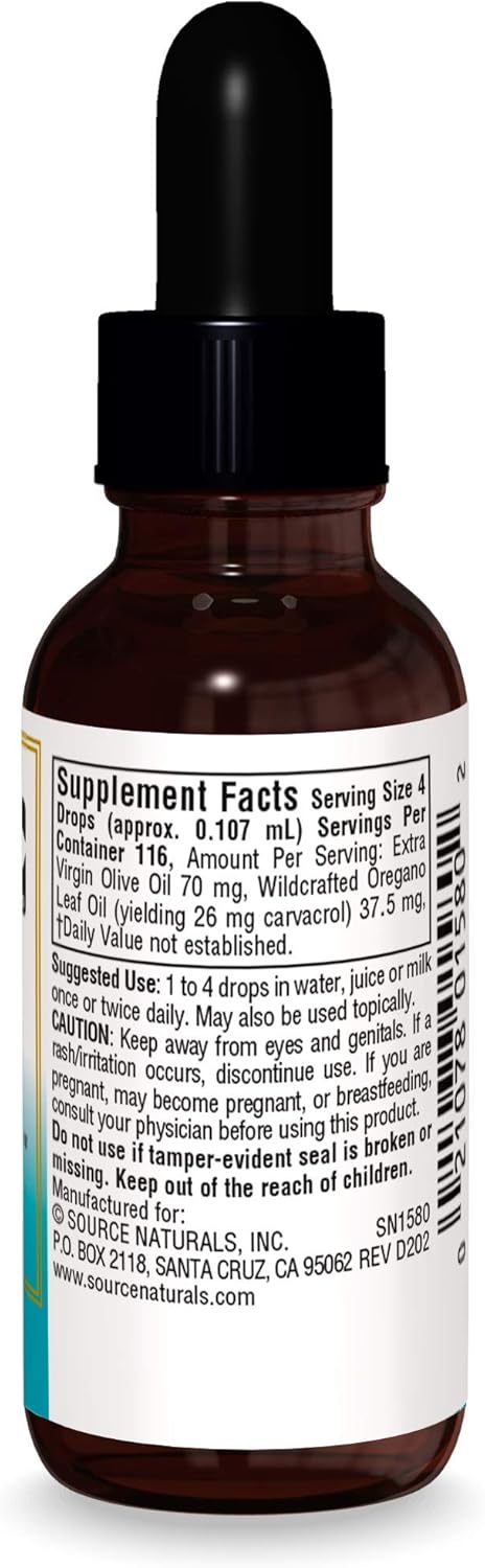 Source Naturals Wellness Oil of Oregano, Standardized to 70% Carvacrol, Non GMO - 0.4   - May Provide Support to The Immune System