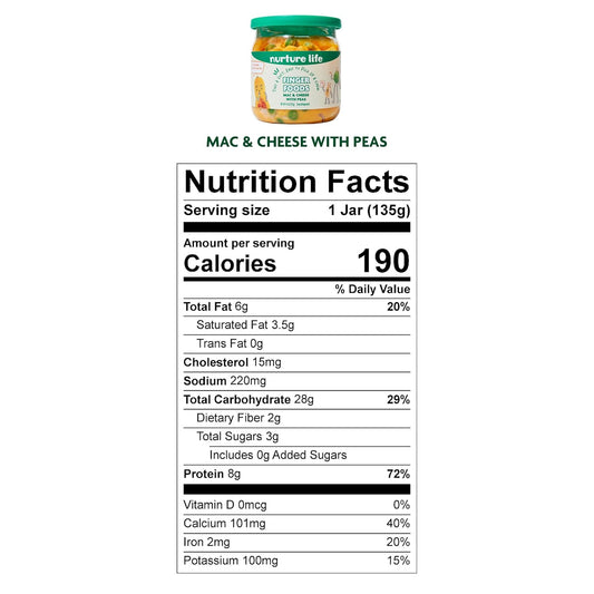 Nurture Life Baby Finger Foods, Freshly Prepared Stage 3 Toddler Meals, Ideal For Easy Self-Feeding, Nutritious Mealtime Solution For Busy Families, Supports Growth & Made Fresh, Mac & Cheese W/Peas
