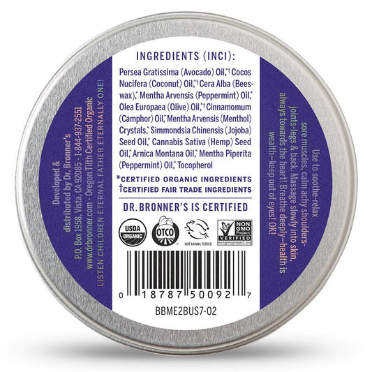 Dr. Bronner's - Organic Magic Balm (Arnica-Menthol, 2 Ounce) - Made with Organic Beeswax and Organic Hemp Oil, Relieves and Relaxes Sore Muscles and Achy Joints, Moisturizes and Soothes Dry Skin