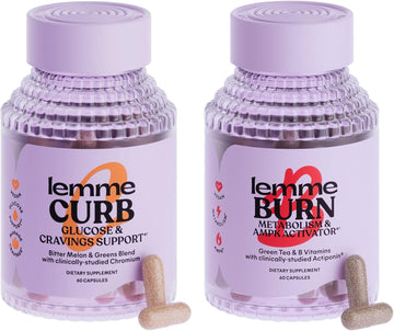 Lemme Curb and Burn - Metabolism, Cravings Support & Weight Management with Clinically Studied Chromium Picolinate, Gynostemma, Cinnamon, Green Tea, Vitamin B6 & B12 - Vegan, Gluten-Free, 60 Count Ea