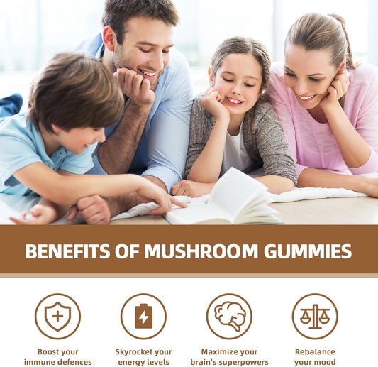 Lion'S Mane Mushroom Gummies For Adults - Mushroom Complex Supplement Gummies For Kids Focus And Energy Sugar Free With Cordyceps Green Tea, Mood Gummies Organic Vegan Non Gmo Orange Flavor 60Ct