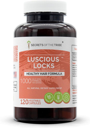 Secrets of the Tribe Luscious Locks 120 Capsules, 1000 mg, Amla,Hibiscus, Stinging Nettle, Horsetail, Reishi Mushroom, Oatstraw.Healthy Hair Formula (120 Capsules)