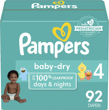 Pampers Baby Dry Diapers - Size 4, 92 Count, Absorbent Disposable Diapers