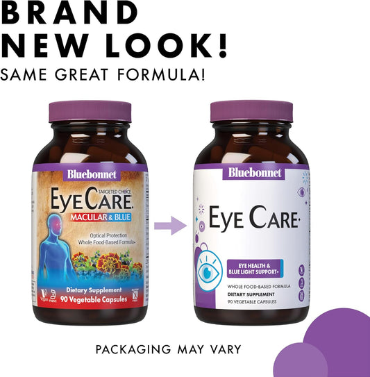 Bluebonnet Nutrition Eye Care Macular & Blue, Eye Health & Blue Light Support*, Vegan, Kosher-Certified, Gluten-Free, Dairy-Free, 60 Vegetable Capsules, 30 Servings