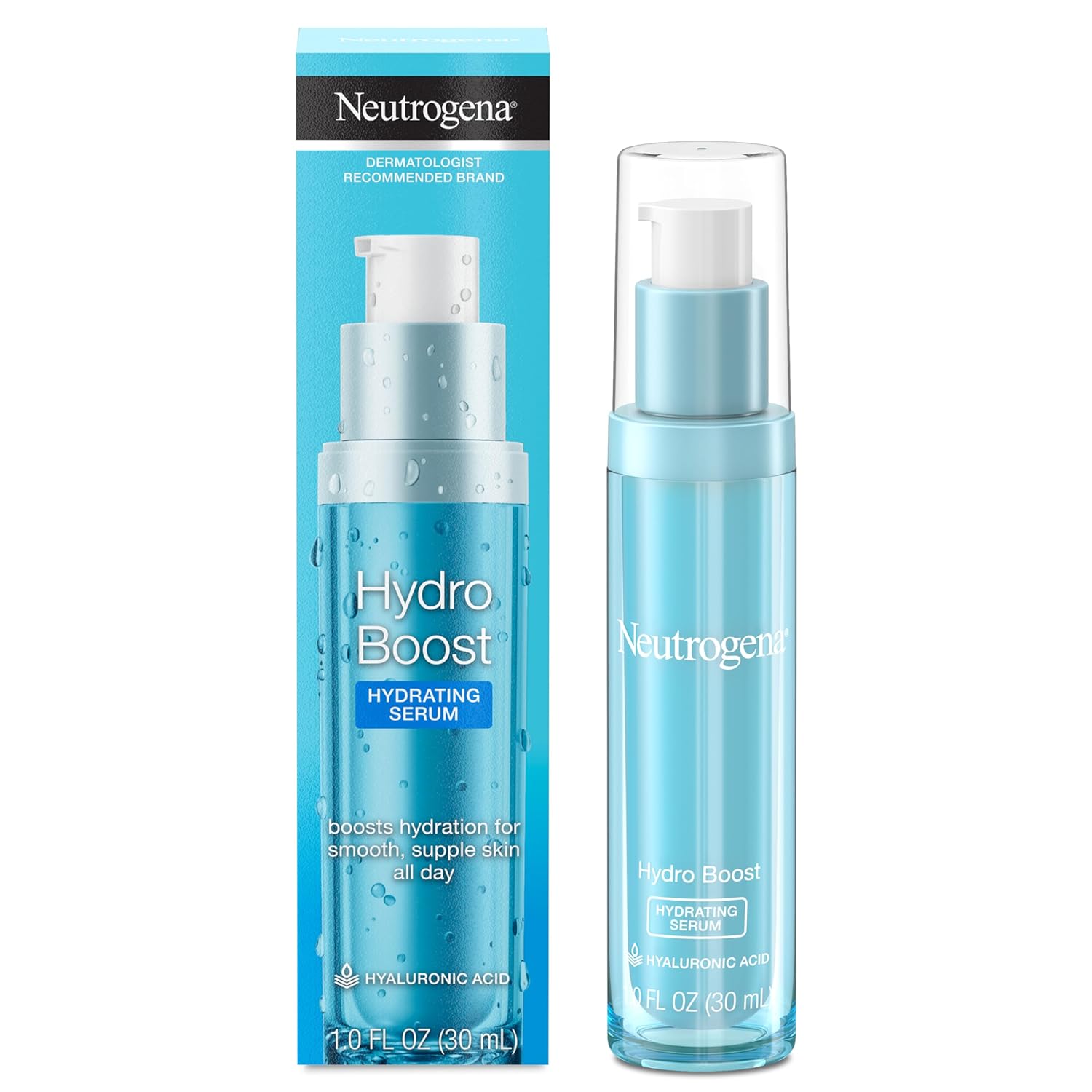 Neutrogena Hydro Boost Hydrating Hyaluronic Acid Serum, Oil-Free And Non-Comedogenic Formula For Glowing Complexion, 1 Fl. Oz