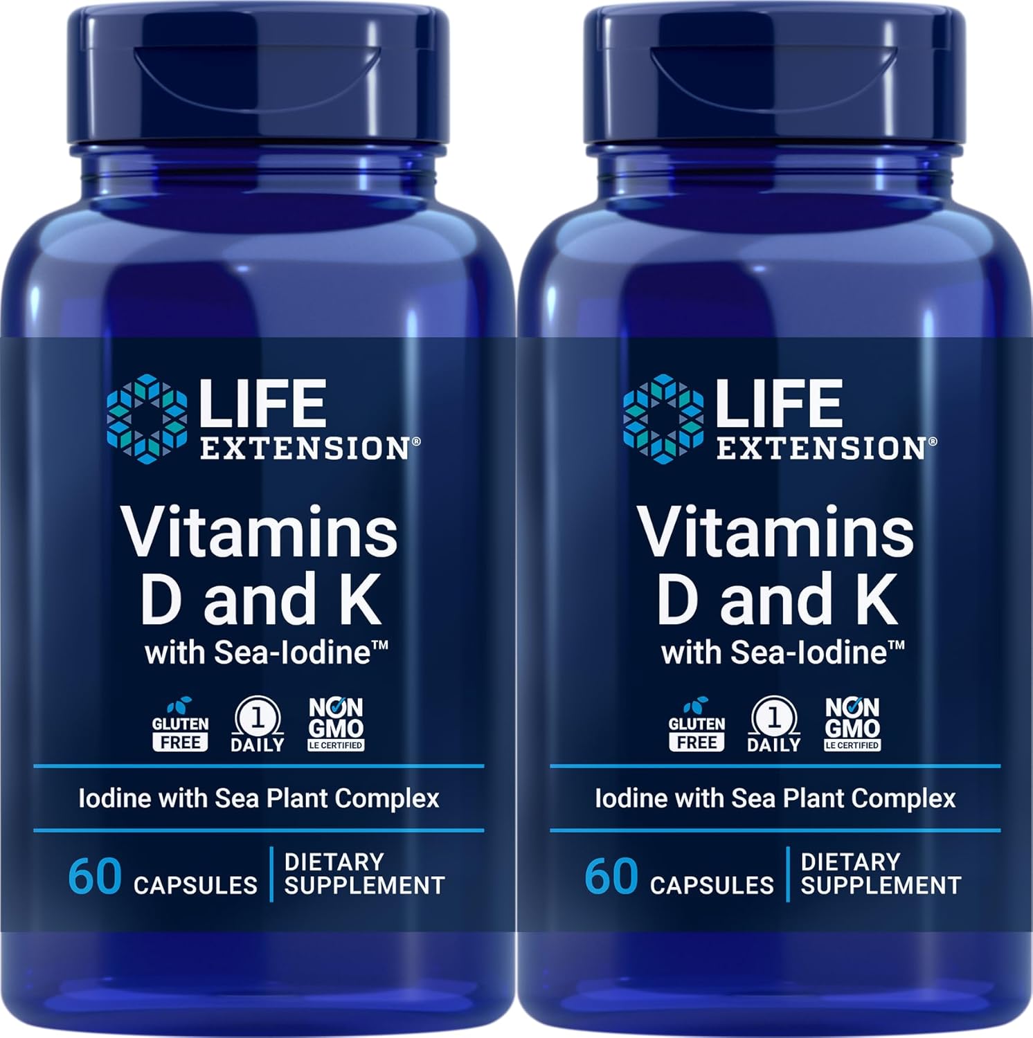 Life Extension Vitamins D And K With Sea-Iodine 60 Capsules (2Pack)