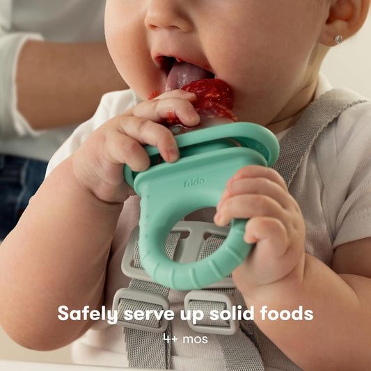 Frida Baby Push Pop Feeder, Baby Fruit Feeder, Baby Fruit Food Feeder To Safely Introduce New Foods, Fresh + Frozen Food Silicone Feeder For Babies, Bpa Free, Dishwasher Safe | 3 Count, Teal