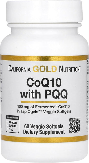 California Gold Nutrition Coq10 With Pqq, Ubiquinone Usp, Tapioca Veggie Softgel With Sunflower Lecithin, 100 Mg, 60 Veggie Softgel