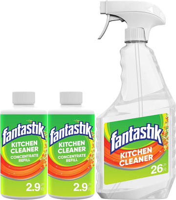 Fantastik Kitchen Cleaner Concentrate Starter Pack, Two 2.9 Oz Concentrated Bottles And One Re-Usable Trigger Bottle