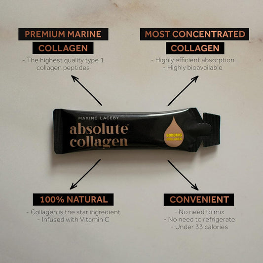 Absolute Collagen Marine Liquid Collagen Supplement For Men - Higher Absorption Than Tablets - 14 X 8000 Mg Collagen Sachets Per Box Containing 7.7G Protein