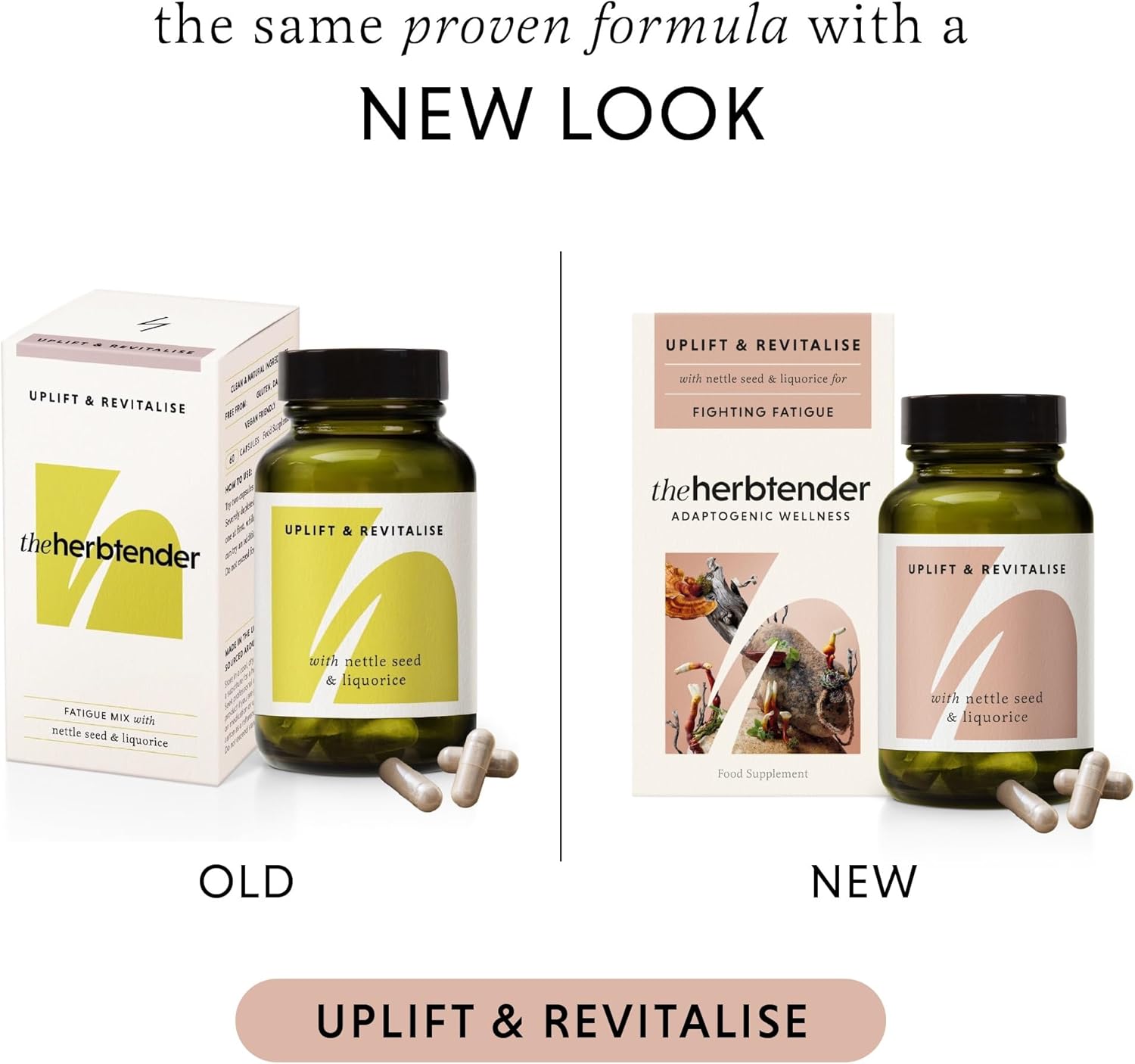 The Herbtender Uplift & Revitalise – Herbal Fatigue Fighter with Nettle Seed, Rhodiola & Reishi Adaptogens for Energy, Stamina & Vitality, Vegan, Organic, 60 Capsules : Amazon.co.uk: Health & Personal Care