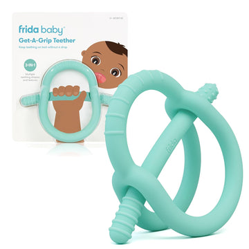 Frida Baby Get-A-Grip Babyteether For Teething Relief | 100% Food-Grade Silicone Teething Toys For Baby 0-6, 12, 18 Months Infant, Bpa-Free, Pvc-Free | Teal