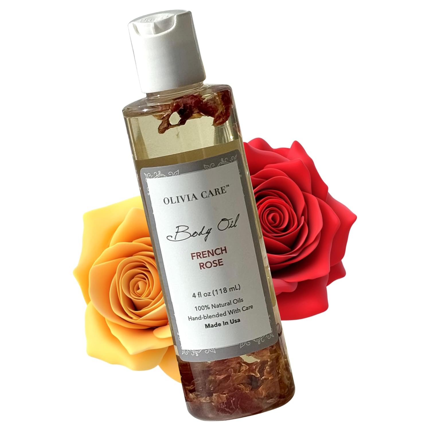 Olivia Care Body Oil - Natural Perfume Oil For Women | Hydrating & Moisturizing After Bath Oil - Infused With Vitamin E, K & Omega Fatty Acids - Reduce Dry Skin (French Rose)