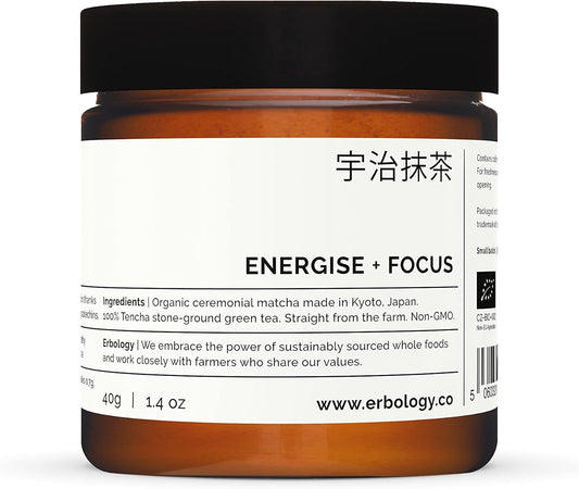 100% Organic Ceremonial Grade Matcha 40g - Tencha Stone-Ground - Straight from Farm in Kyoto, Japan - Energising and Stress-Reducing - Non-GMO - Recyclable Glass Jar