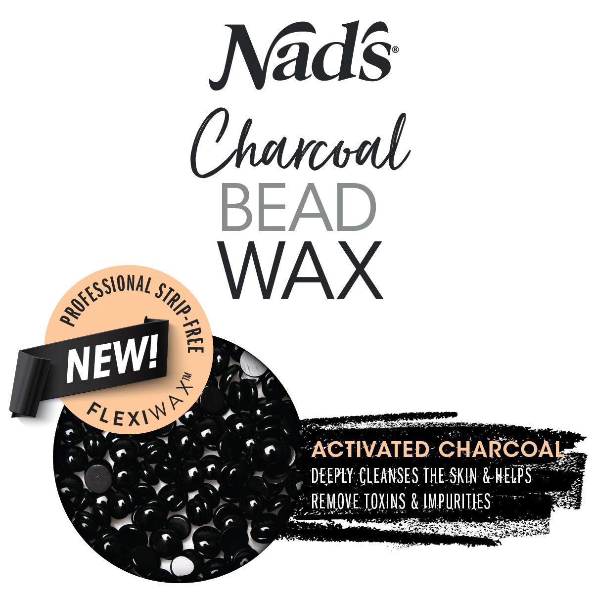 Nad's Hard Wax Beans Activated Charcoal Waxing Kit, Wax Beads Hair Removal for Women, 1 Count : Beauty & Personal Care