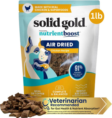 Solid Gold Air Dried Dog Food Toppers For Picky Eaters - Healthy Dog Treats Made With Real Chicken To Serve As Meal Topper Or Dog Treat - Supports Muscle Growth, Immunity, And Healthy Digestion - 1 Lb