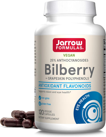 Jarrow Formulas Bilberry + Grapeskin Polyphenols, Vision And Eye Health, 60 Veggie Capsules, Up To A 30 Day Supply