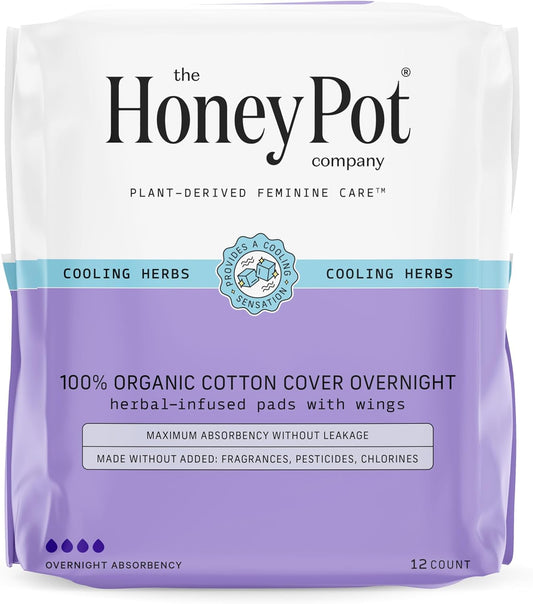 The Honey Pot Company - Overnight Pads & Prebiotic Feminine Wipes Bundle - Herbal Infused W/Essential Oils - Natural Hygiene Feminine Products - Sanitary Pads - Feminine Care - Fsa & Hsa Eligible