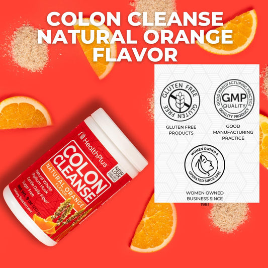 Health Plus Colon Cleanse Digestive Support | Natural Sweetener without Artificial Flavors | Daily Fiber for Toxin Elimination To Reduce Bloating | Orange Flavor | 9 Ounces, 36 Servings