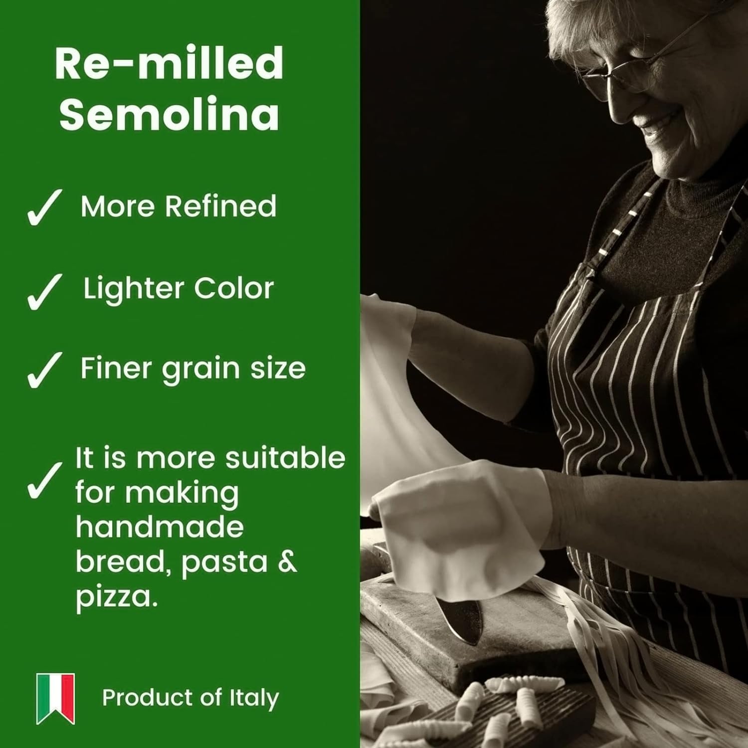 2 Pack X 1 Kg, Semola Flour, Semolina Rimachinata Di Grano Duro, Great For Bread, Pizza, Or Pasta Making, Polselli