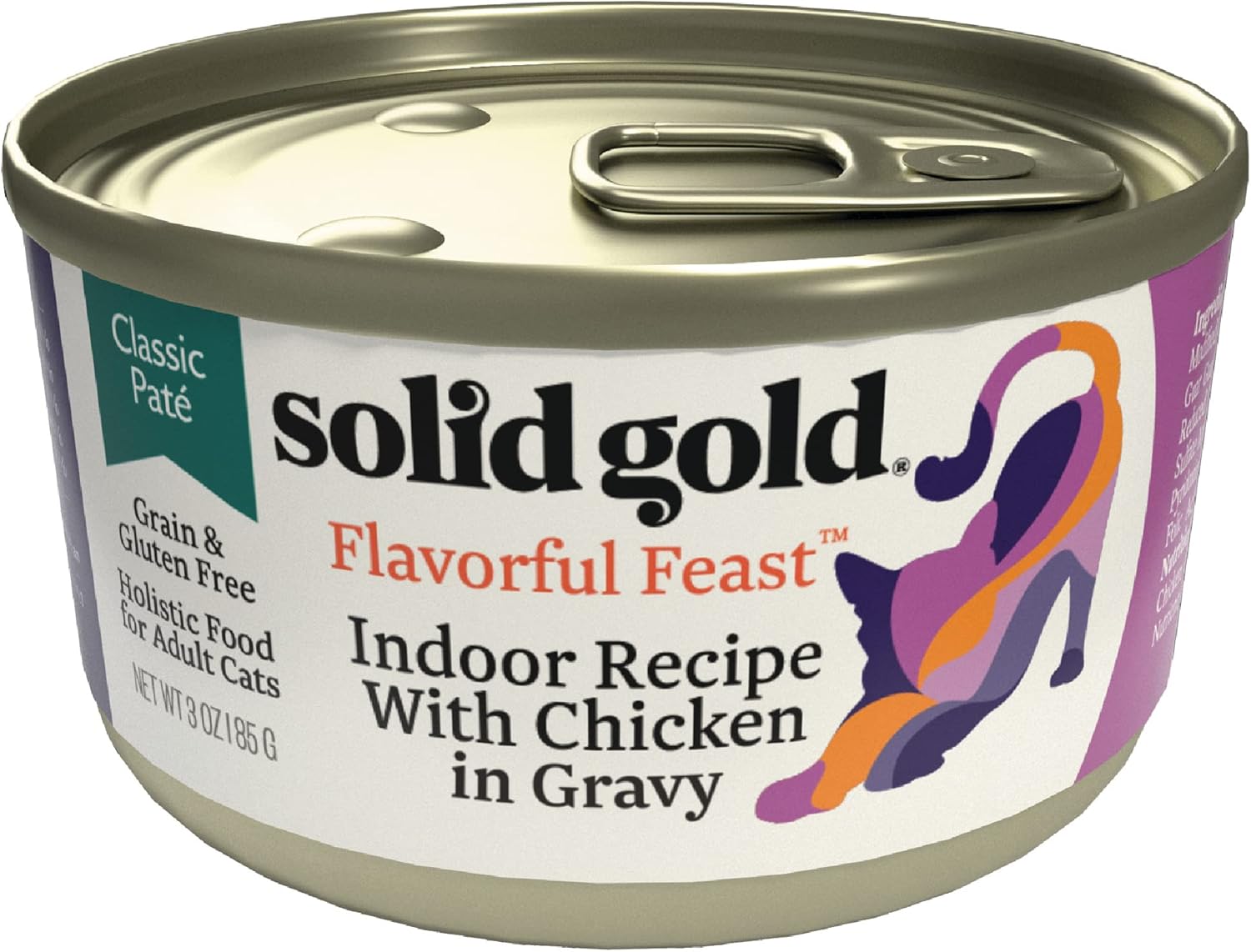 Solid Gold Wet Cat Food Pate For Adult & Senior Cats - Made With Real Chicken - High Protein Grain Free Wet Cat Food For Healthy Digestion, Skin And Coat & Sensitive Stomach - 3Oz (12 Count)