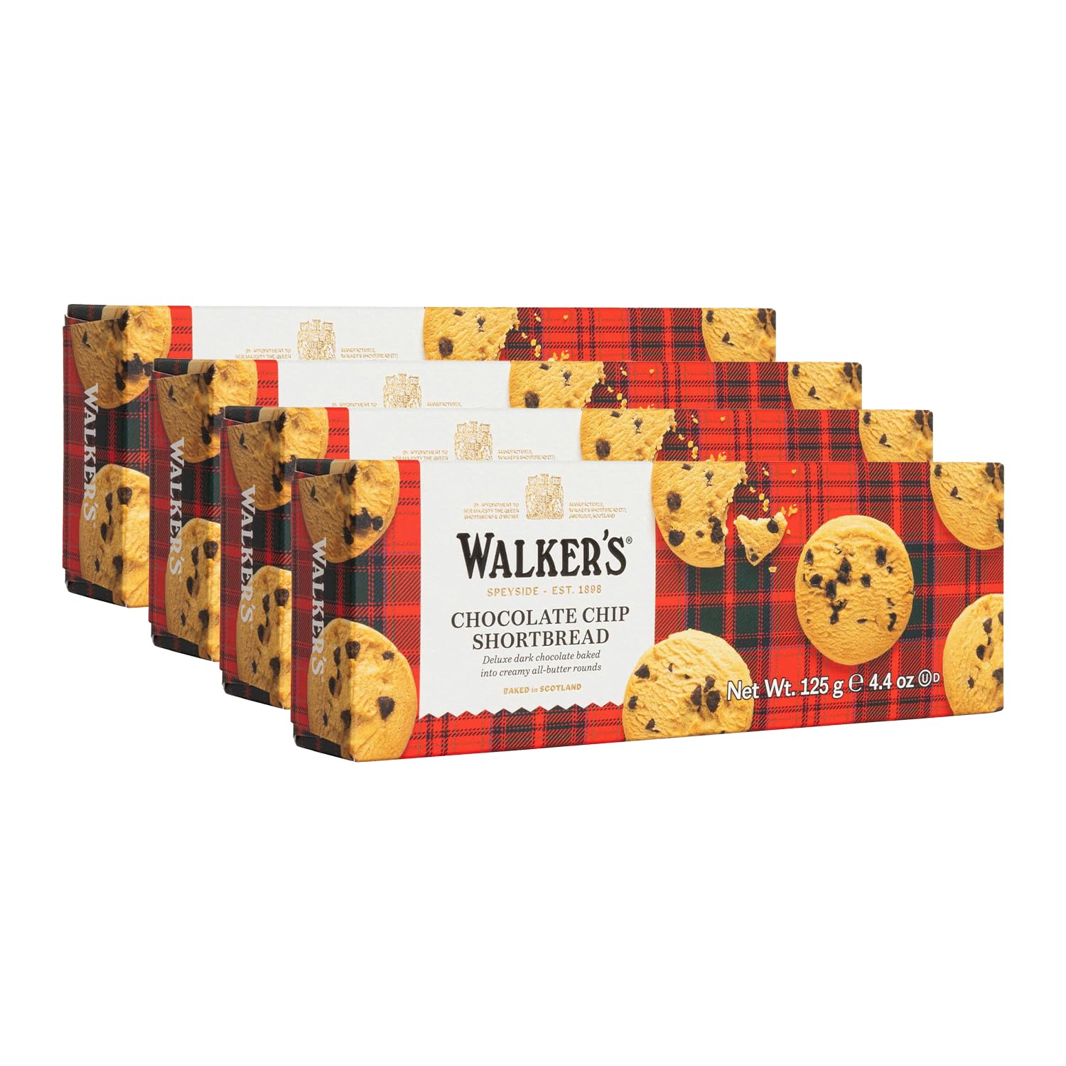 Walker'S Shortbread Chocolate Chip Cookies, All-Butter Shortbread Cookies, 4.4 Oz (Pack Of 4)