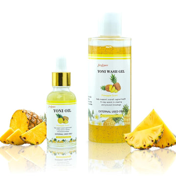 Natural Yoni Wash Yoni Oil Set, Feminine Wash for Women ph Balance, 1 fl.oz Feminine Oil & 6.7 fl.oz Intimate Vaginal Wash - Pineapple Scent